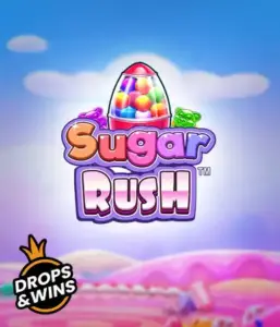 Experience the sweet world of the Sugar Rush slot game by Pragmatic Play, with a colorful candy dispenser set against a fantastic background of candyland. This image captures the fun and excitement of the slot, adorned with vivid candies and engaging typography. Perfect for candy lovers, delivering endless entertainment. 